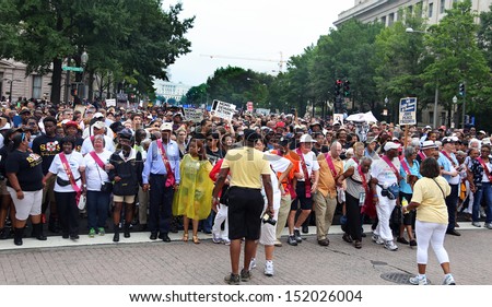 WASHINGTON DC - AUGUST 28, 2013: People from all over gathered to the nation\'s capital to commemorate the fiftieth anniversary of the watershed 1963 march on August 28 2013 in Washington DC.