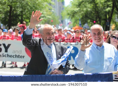NEW YORK CITY - JUNE 12014: The 50th annual Israel Day Parade drew thousands to the Upper East Side of Manhattan to honor the state\'s 66th anniversary. Israeli government members marching