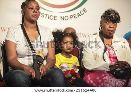 NEW YORK CITY - AUGUST 16 2014: Rev Al Sharpton's National Action Network held a rally to address the ongoing violence in Ferguson, Missouri attended by Congressman Hakeem Jeffries & the Garner family