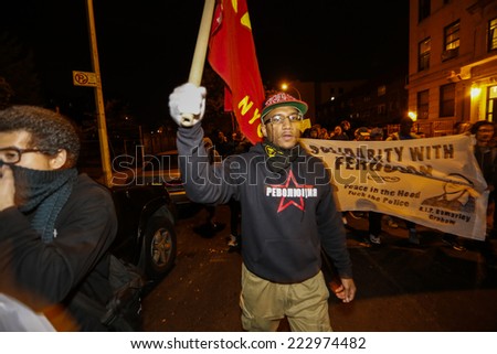 NEW YORK CITY - OCTOBER 11 2014: Activists from Take Back the Bronx staged a rally at Hunt\'s Point & march to the Grand Concourse in solidarity with renewed protests in Ferguson, Missouri