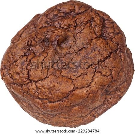 Homemade, rustic looking chocolate, chocolate chip cookie isolated against white background
