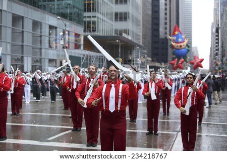 NEW YORK CITY - NOVEMBER 27 2014: the 88th annual Macy's Thanksgiving Day parade stretched from Manhattan's Upper West Side to Herald Square, viewed by 350,000 spectators.