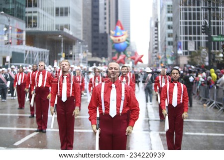 NEW YORK CITY - NOVEMBER 27 2014: the 88th annual Macy's Thanksgiving Day parade stretched from Manhattan's Upper West Side to Herald Square, viewed by 350,000 spectators.
