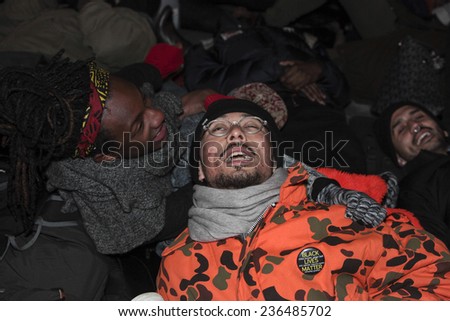 NEW YORK CITY - DECEMBER 8 2014: several hundred protesters staged a 