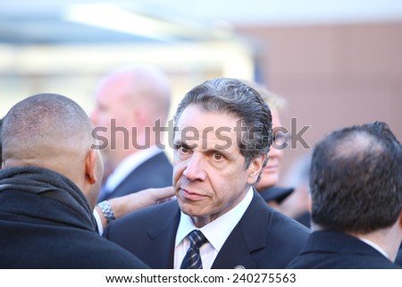 NEW YORK CITY - DECEMBER 27 2014: along with political leaders, uniformed police officers from all over north America attended funeral services for NYPD officer Rafael Ramos. NY Governor Andrew Cuomo