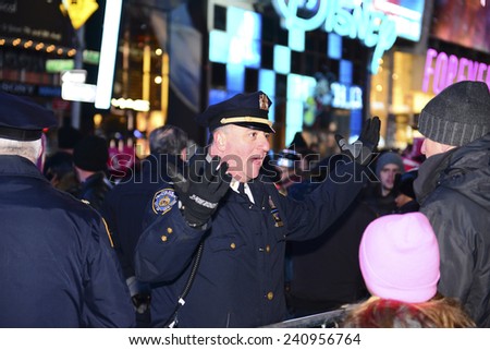 NEW YORK CITY - DECEMBER 31 2014: more than one million celebrants marked the new year in Times Square