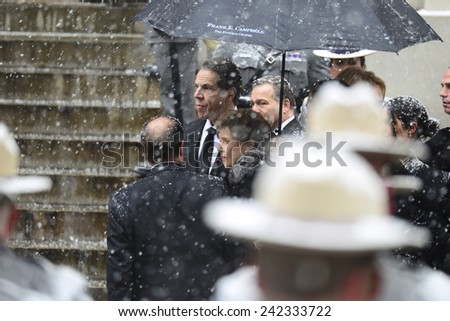 NEW YORK CITY - JANUARY 6 2015: funeral services were held for former New York governor Mario Cuomo at St. Ignatius Loyola Church on Manhattan\'s Upper East Side. Gov Cuomo with mother, Matilda Cuomo