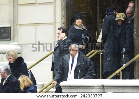 NEW YORK CITY - JANUARY 6 2015: funeral services were held for former New York governor Mario Cuomo at St. Ignatius Loyola Church on Manhattan\'s Upper East Side. US Representative Charles Rangel
