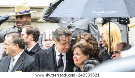 NEW YORK CITY - JANUARY 6 2015: funeral services were held for former New York governor Mario Cuomo at St. Ignatius Loyola Church on Manhattan\'s Upper East Side. Gov Cuomo & mother, Matilda Cuomo