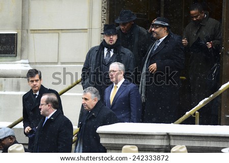 NEW YORK CITY - JANUARY 6 2015: funeral services were held for former New York governor Mario Cuomo at St. Ignatius Loyola Church on Manhattan\'s Upper East Side. NYC Comptroller Scott Stringer,