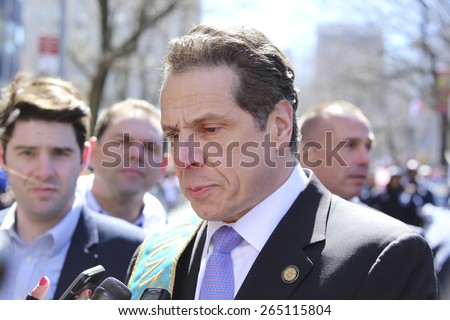 NEW YORK CITY - MARCH 29 2015: the 84th annual Greek Independence Day parade took place on 5th Avenue marking the 194th year of Greek independence from the Ottoman Empire. Governor Andrew Cuomo