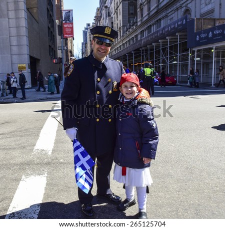 NEW YORK CITY - MARCH 29 2015: the 84th annual Greek Independence Day parade took place on 5th Avenue marking the 194th year of Greek independence from the Ottoman Empire.