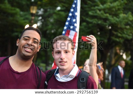 NEW YORK CITY - JULY 1 2015: dozens of military veterans, bikers, police & park service appeared at Fort Greene Park for a scheduled flag burning protest by Disarm NYPD. Scuffles ensued but no arrests