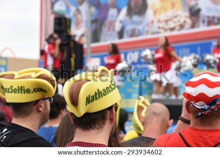 NEW YORK CITY - JULY 4 2015: Nathan\'s Famous held its annual fourth of July hot dog eating contest in Coney Island, Brooklyn.