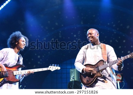 NEW YORK CITY - JULY 16 2015: Tuareg band Tamikrest & Vieux Farka Toure performed at Prospect Park as part of Celebrate Brooklyn