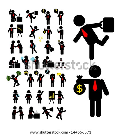 Businessman and Business Woman Pictogram. Smooth vector business people activity, easy to edit. Good use for your web icons, symbol, or any design you want.