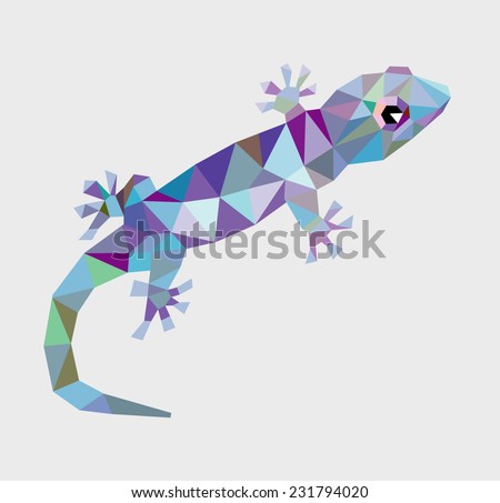 Gecko reptile animal triangle low polygon style. Nice and clean vector. Good use for your symbol, mascot, website icon, avatar, sticker, or any design you want. Easy to use.