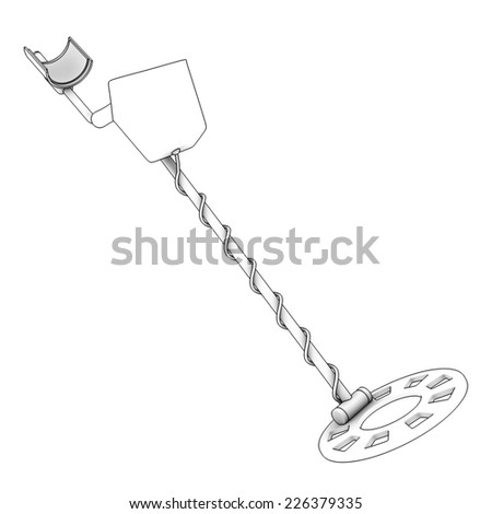 Metal detector, special equipment for treasure hunters. isolated on white background. 3d