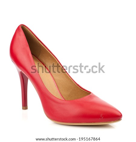 Red high heel women shoe isolated on white background.