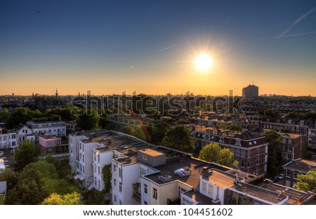 Amsterdam skyline sunset HDR