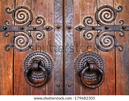 Detail of the door of the Lisbon Cathedral in Lisbon, Portugal