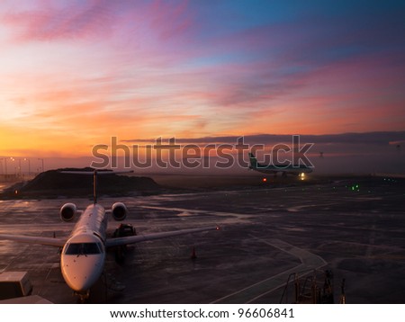 Edinburgh airport sunset