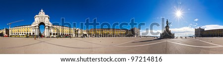 Beautiful 360 degree panorama of the Commerce Square in Lisbon