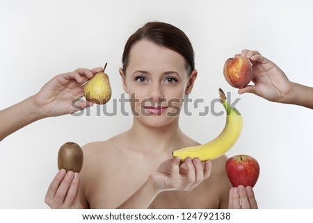 woman with her five a day fruit to eat
