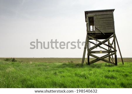 old beach hut or look out tower taken in Bradwell-on-Sea in essex england