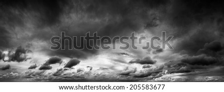 panoramic shot of a moody sky of rain clouds