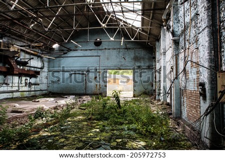 inside view of a deserted run down building