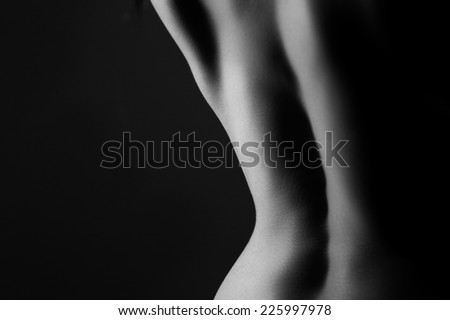 nude black and white abstract form and shape of a young women