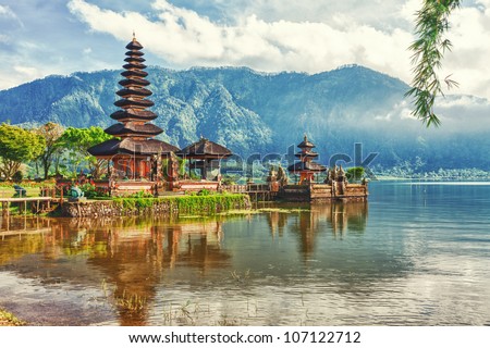 Pura Ulun Danu temple on a lake Beratan Bali Pura Ulun Danu temple on a lake Beratan Bali