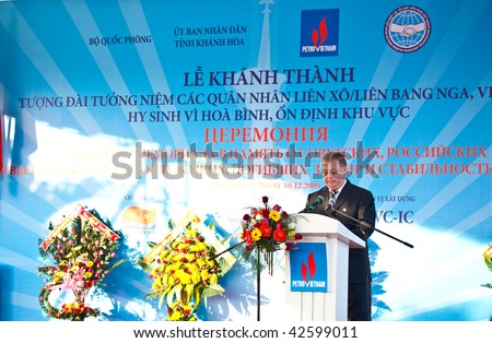 NHA TRANG - DECEMBER 10: SERGEI STEPASHIN, Chairman of the Accounts Chamber of Russia. Opening ceremony memorial Soviet Russia Vietnamese military on December 10, 2009 in Nha Trang, Vietnam.