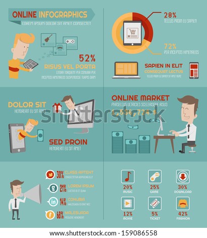 Online shopping infographics elements eps10 vector format Online shopping infographics elements eps10 vector format