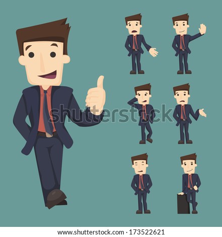 Set of businessman characters poses eps10 vector format Set of businessman characters poses eps10 vector format
