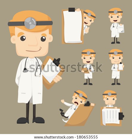 Set of doctor with notepad eps10 vector format Set of doctor with notepad eps10 vector format