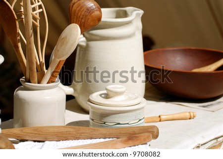 Old pottery and kitchen wares