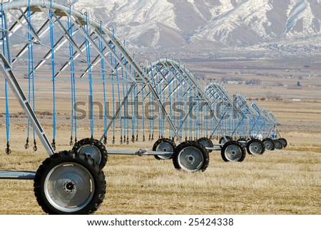 Center pivot irrigation system for agricultural industry.