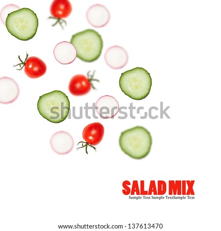 Flying vegetables on white background