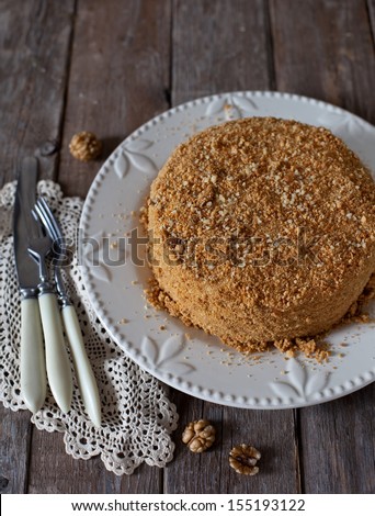 Russian traditional honey cake