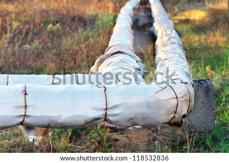 Water conduit. Two pipes coming from the water intake