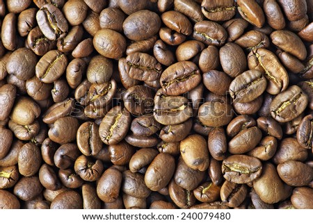 Roasted coffee beans, can be used as a background. Coffee beans closeup background