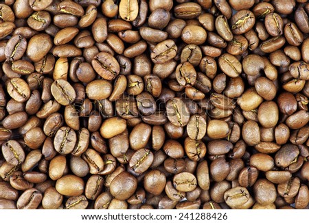 Roasted coffee beans, can be used as a background. Coffee beans closeup background