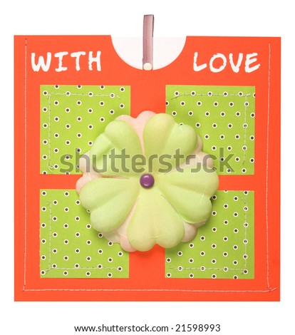 Handmade Card with lime green and white flowers and the words 