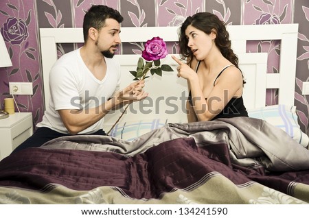 Reconciliation in vintage bedroom. Couple issues.