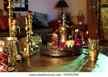 oriental living room: table with candles