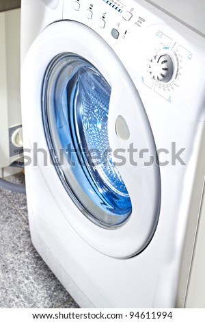 clothes washer with blue denim