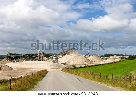 The entrance of a sand and cement quarry