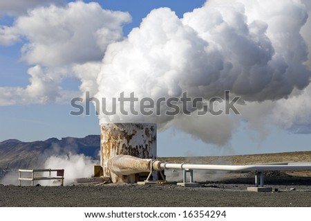 The tumultuous steam vents of a 1600m deep well, used to supply Iceland\'s capital Reykjavik of geothermic hot water.